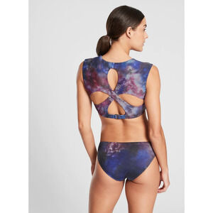 Athleta XS ABC Supernova Entwined Crop Bikini tie dye top crop shirt swimsuit